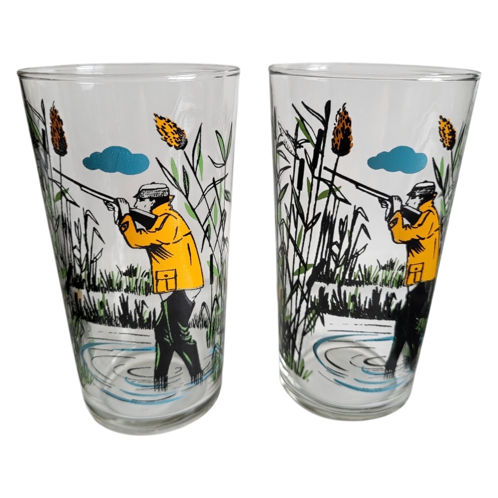 Vintage Mid Century Bird Duck Hunting Glass Tumblers - Set of 6 - Picture 6 of 12